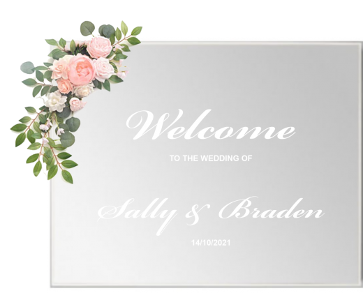 Unframed wedding mirror Bickham Script white