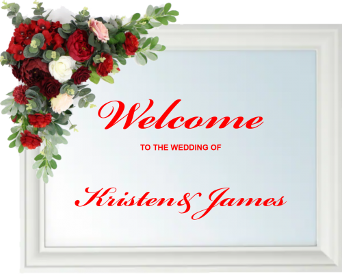 Wedding Mirror Bickham Script Red